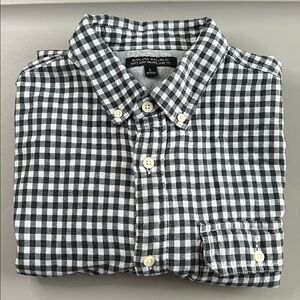 Banana Republic Soft Wash Tailored Slim Fit Plaid Button Down Black/White Size L